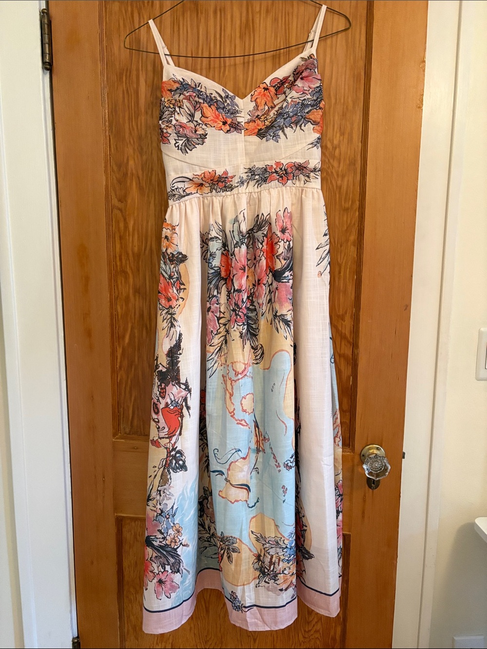 Pastel Floral Spaghetti-Strap Maxi Dress